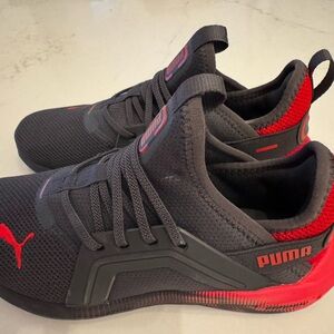 Puma Kids Charcoal and Red Sneakers